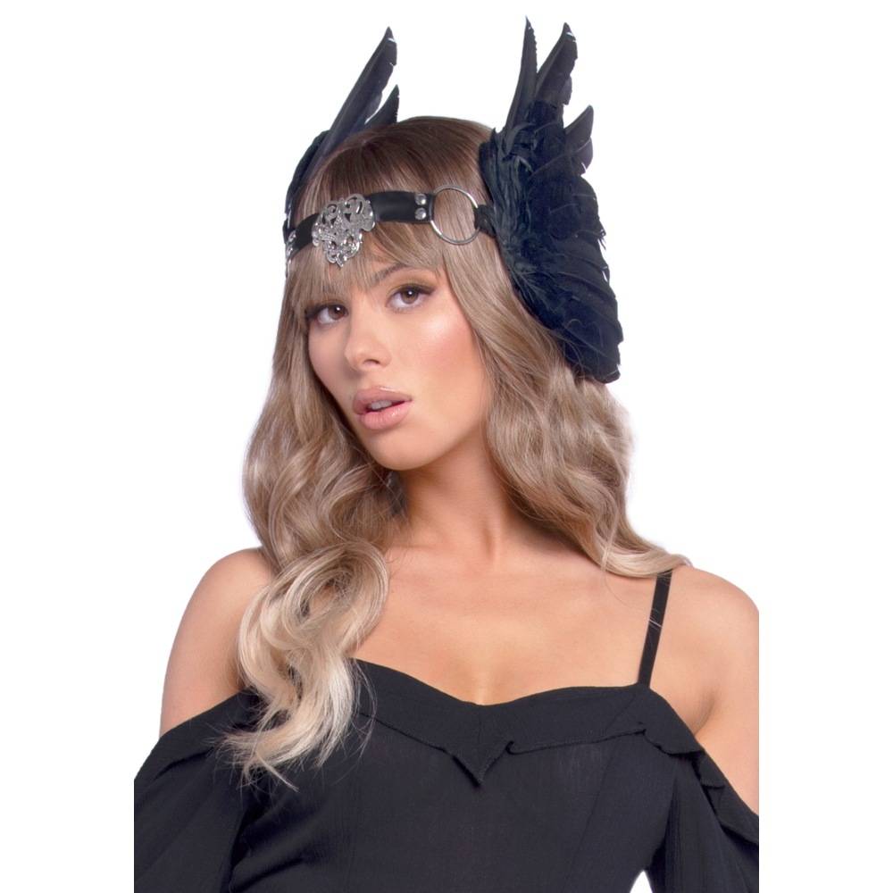 Leg Avenue - Feather Medallion Kostüm Haarband - Schwarz
